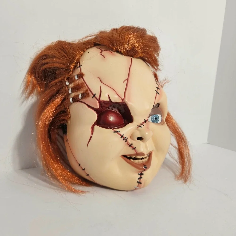 Chucky Bride of Chucky Horror Movie Halloween Mask with Red Hair Stitched Face